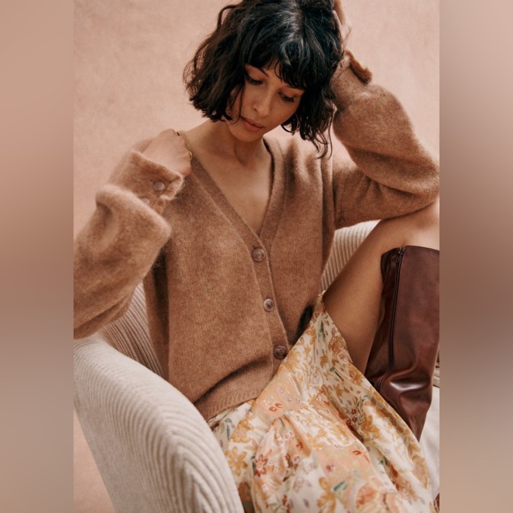 Sézane Mia cardigan in camel, size XS